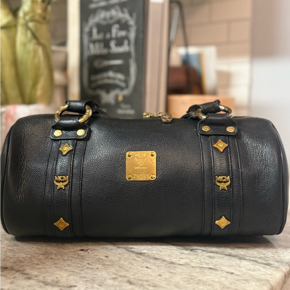 MCM Black and Gold Duffel Bag